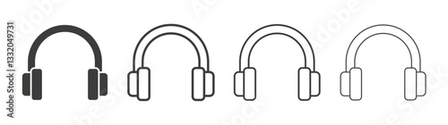 Ear muffs line icon vector illustration set.