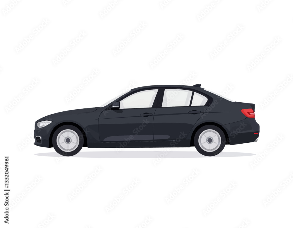 Pixelated Gray Sedan on White Background Pixelated Gray Sedan on White Background