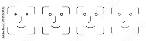 Face id line icon vector illustration set.