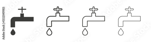 Faucet drip line icon vector illustration set.