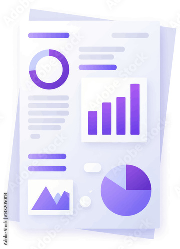 Purple Gradient Business Report with Charts and Graphs