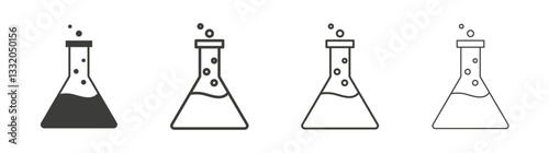Flask line icon vector illustration set.