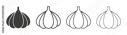 Garlic line icon vector illustration set.