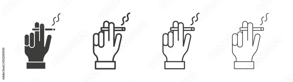 Hand holding cigarette line icon vector illustration set. Hand holding cigarette line icon vector illustration set.