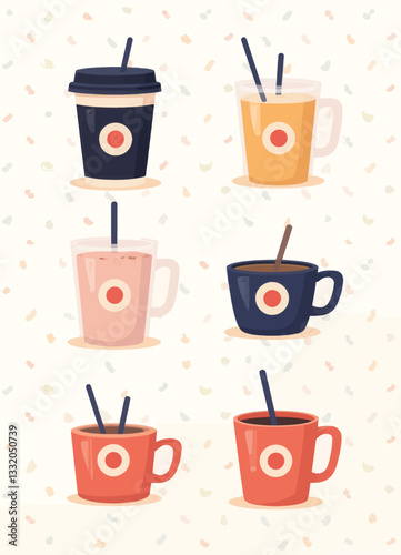 Retro Drink Pattern: Beverages with Red Circles