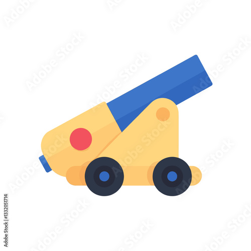 Simple Yellow and Blue Cartoon Cannon Toy Icon