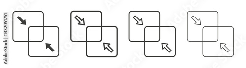 Merge line icon vector illustration set.