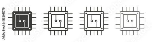 Microchip line icon vector illustration set.