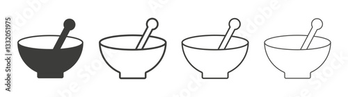 Mortar pestle line icon vector illustration set.
