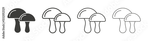 Mushroom line icon vector illustration set.