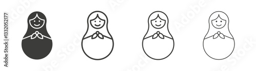 Nesting dolls line icon vector illustration set.