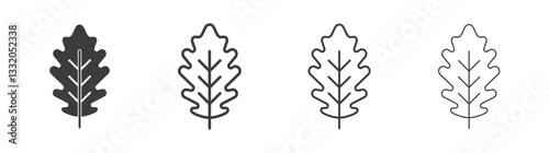 Oak Leaf line icon vector illustration set.