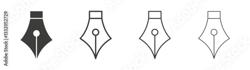 Pen nib line icon vector illustration set.