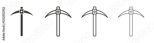 Pickaxe line icon vector illustration set.