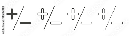 Plus minus line icon vector illustration set.