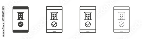 Reservation smartphone line icon vector illustration set.