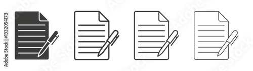 signature file line icon vector illustration set.