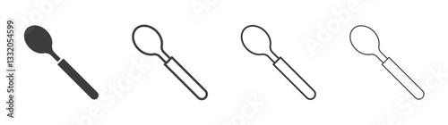 Spoon line icon vector illustration set.