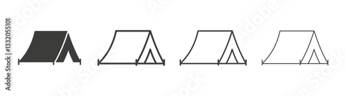 Tent line icon vector illustration set.