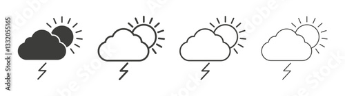 Thunderstorm line icon vector illustration set.