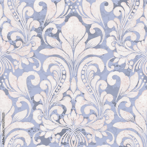Damask seamless watercolor pattern element. Vector classical luxury old fashioned damask ornament, vintage seamless texture for wallpapers, textile.