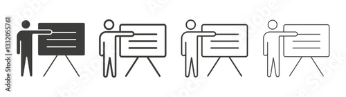 User chalkboard line icon vector illustration set.