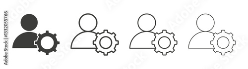 User gear line icon vector illustration set.