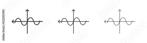 Wave sine line icon vector illustration set.