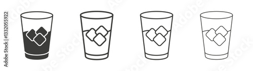 Whiskey Glass line icon vector illustration set.