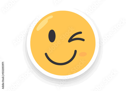 Yellow winking face sticker emoji icon expression