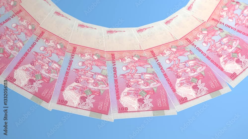 Extravagant Looping Design 100 Escudo Curency of Cape Verde
