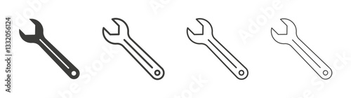 Wrench line icon vector illustration set.