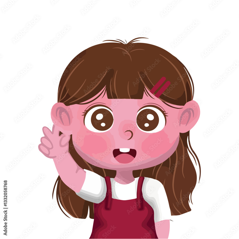 cute little girl surprised face cartoon vector illustration graphic design vector illustration graphic design
