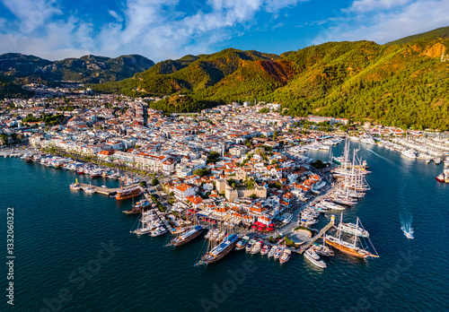 Fototapeta Naklejka Na Ścianę i Meble -  Aerial view of Marmaris in Mugla Province, Turkey