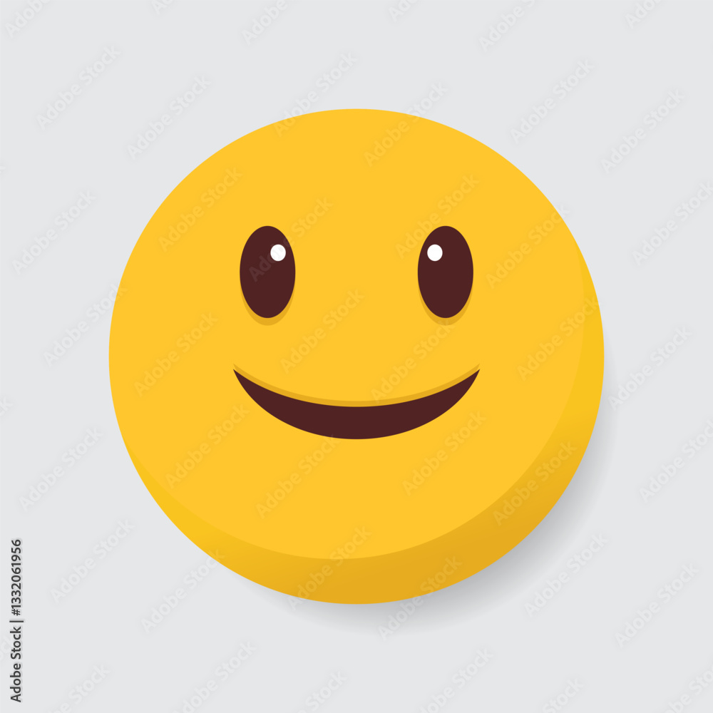 Fototapeta premium A simple yellow smiley emoji with a friendly expression, symbolizing happiness.