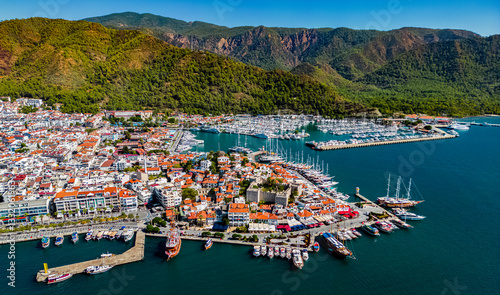 Fototapeta Naklejka Na Ścianę i Meble -  Aerial view of Marmaris in Mugla Province, Turkey