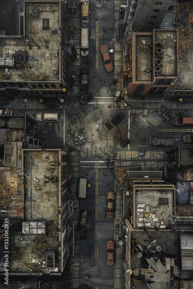 Post Apocalyptic Battlemap Streets with Post Ruins RPG Map for Tabletop Games Post Apocalyptic Battlemap Streets with Post Ruins RPG Map for Tabletop Games