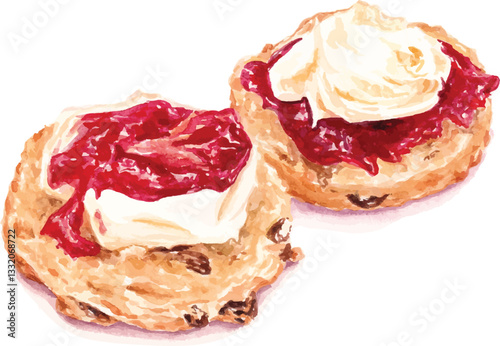 British,Traditional,Raisin,Scones,With,Strawberry,Jam,And,Clotted,Cream