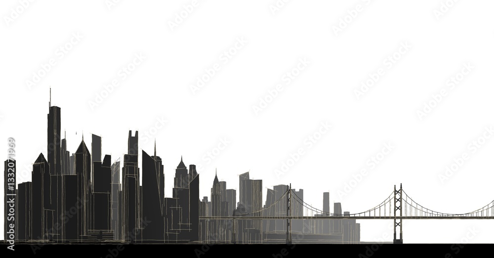 Obraz premium modern city panorama 3d illustration