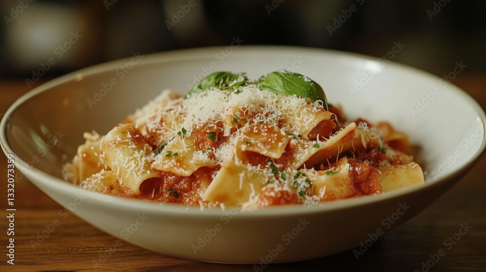 Delicious Plate of Fresh Fettuccine Pasta with Rich Tomato Sauce, Parmesan, and Basil – Perfect Italian Dish for Food Lovers and Culinary Enthusiasts Delicious Plate of Fresh Fettuccine Pasta with Rich Tomato Sauce, Parmesan, and Basil – Perfect Italian Dish for Food Lovers and Culinary Enthusiasts