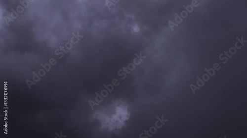Lightning flashes in the sky. Thunder in the night sky