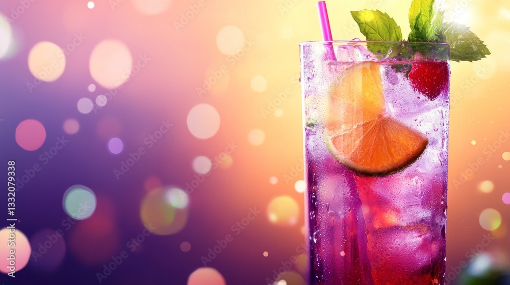 Refreshing Cocktail Drink with Ice Lime and Mint for Summer Celebration