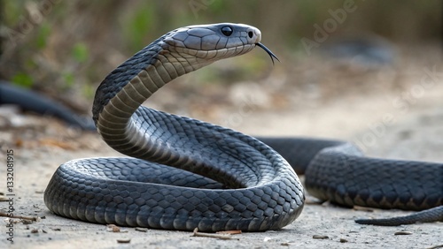 Black Mamba Snake Coiled