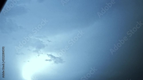 Lightning flashes in the sky. Thunder in the night sky