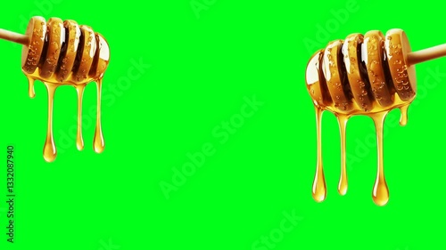 Video of honey dripping, isolated, alpha channel, loop