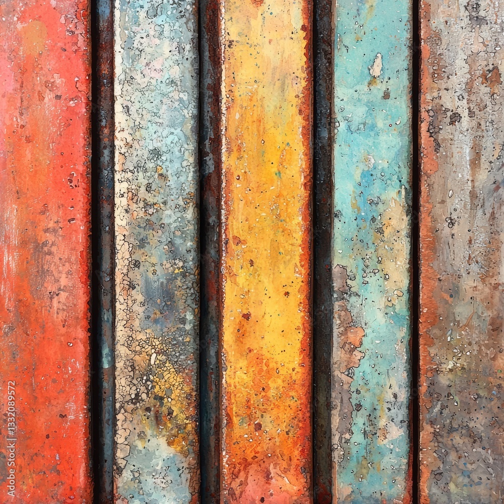 Vibrant abstract painting featuring a colorful striped background with vivid hues and lines Vibrant abstract painting featuring a colorful striped background with vivid hues and lines