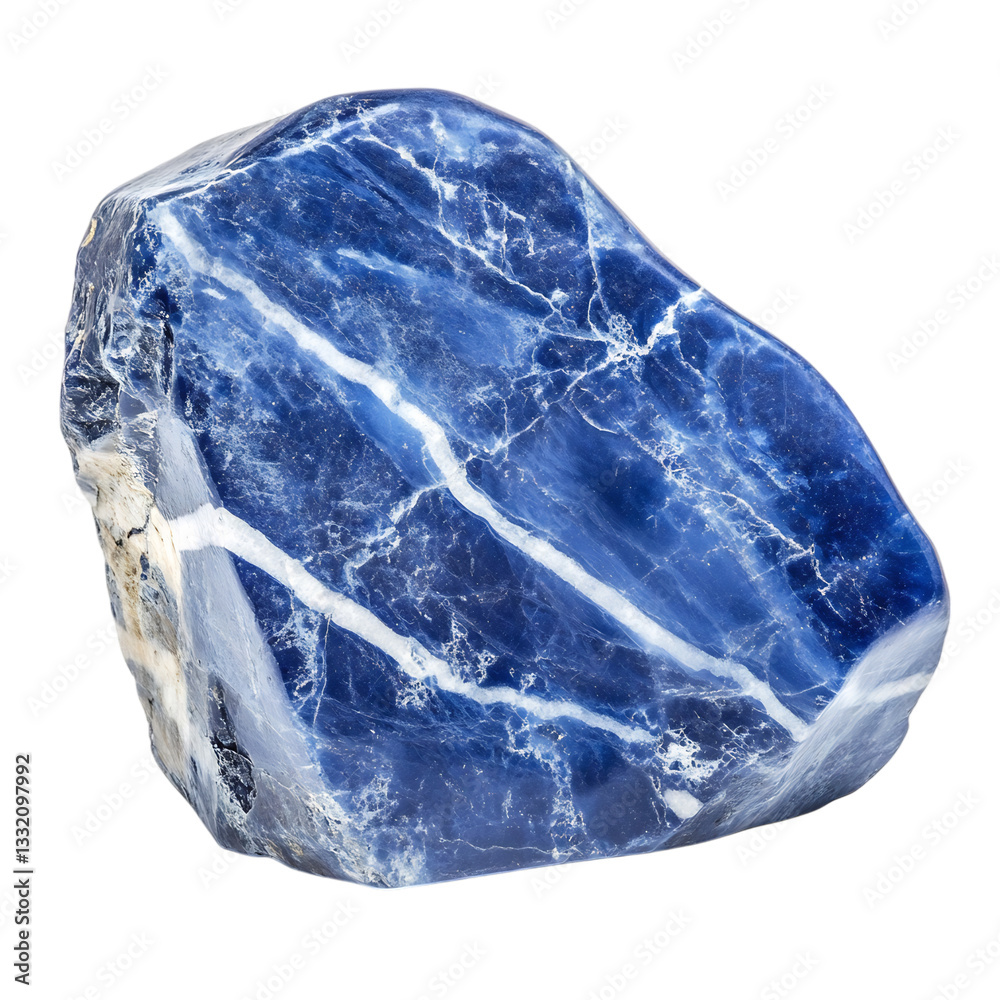 A Polished Sodalite Stone with Deep Blue Color Isolated on Transparent Background A Polished Sodalite Stone with Deep Blue Color Isolated on Transparent Background