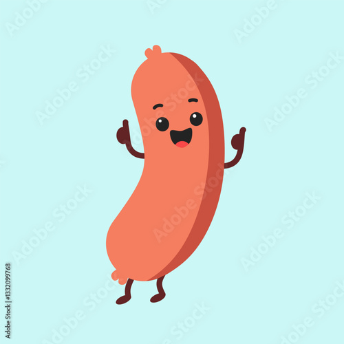 cute sausage cartoon vector ,funny sausage  