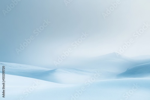 Wallpaper Mural Serene Winter Landscape Soft Blue Hues - Peaceful snowy mountainscape, symbolizing tranquility, serenity, winter wonder, vastness, and solitude. A soft blue background enhances the calm atmosphere Torontodigital.ca