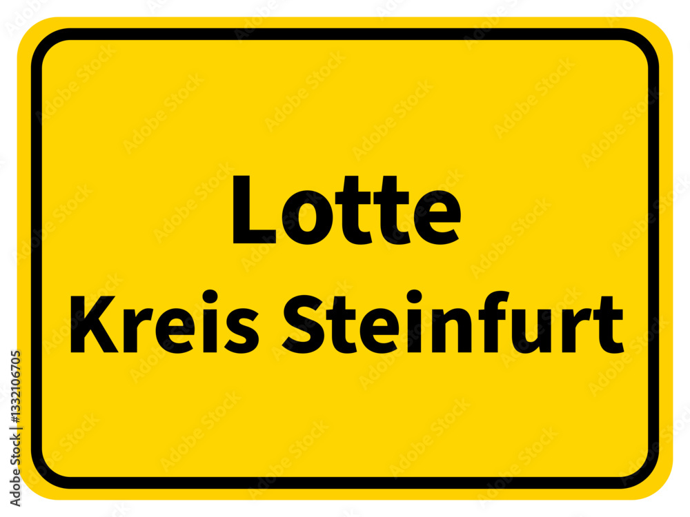 Fototapeta premium Illustration eines Stadteingangsschildes von Lotte, einer Gemeinde des Kreises Steinfurt